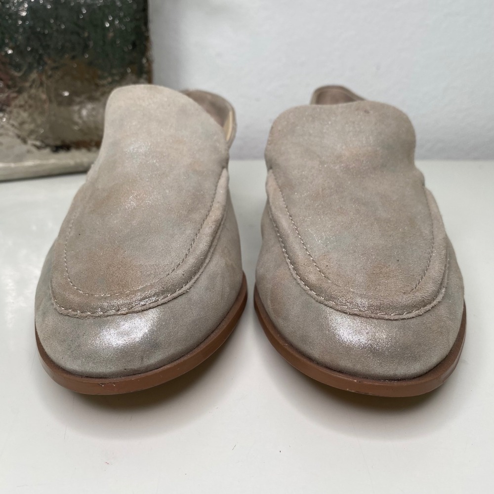 Vince Camuto Jendeya Loafers Womens Silver Metallic Leather Flats Minimalist 9.5 - Picture 4 of 11